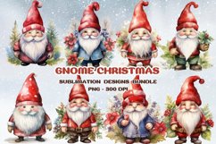 Gnome Christmas Winter watercolor Bundle clipart Product Image 1