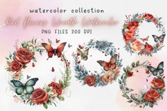 Red Flowers Wreath Watercolor Sublimation Product Image 1