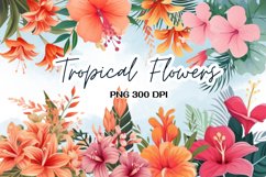 Tropical Flowers Watercolor Sublimation Clipart Product Image 1