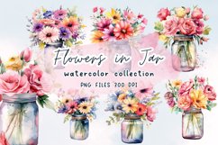 Flowers in Jar Watercolor Clipart Product Image 1