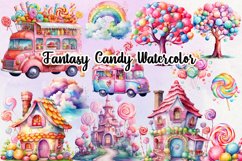 Watercolor Fantasy Candy clipart, Candyland Fairy tale Product Image 1