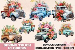 Vintage Truck Floral PNG Clipart Watercolor Product Image 1