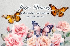 Rose Flowers Watercolor Clipart Product Image 1