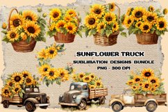 Rustic Sunflowers Watercolor Sublimation PNG, Clipart Bundle Product Image 1