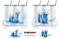 Watercolor Polar Bear | Tumbler Sublimation Wrap Product Image 2