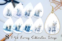 Watercolor Polar Bear Earring teardrop sublimation design Product Image 1