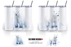 Watercolor Polar Bear | Tumbler Sublimation Wrap Product Image 3
