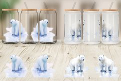 Watercolor Polar Bear Glass Can Wraps Product Image 4