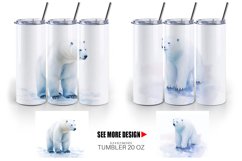 Watercolor Polar Bear | Tumbler Sublimation Wrap Product Image 4