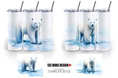 Watercolor Polar Bear | Tumbler Sublimation Wrap Product Image 5