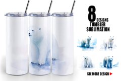Watercolor Polar Bear | Tumbler Sublimation Wrap Product Image 1