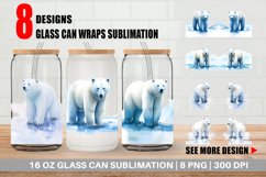 Watercolor Polar Bear Glass Can Wraps Product Image 1