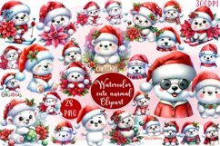 Merry christmas polar bear Sublimation animal clipart bundl Product Image 1