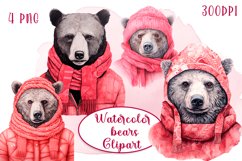 White bears Watercolor Sublimation clipart PNG Product Image 1