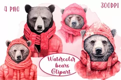 White bears Watercolor Sublimation clipart PNG Product Image 1