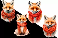 Cute foxes Watercolor Sublimation clipart PNG Product Image 2