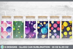 Bundle of six Watercolor Polka Dots glass can sublimation designs