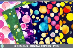 Bundle of six Watercolor Polka Dots background papers.