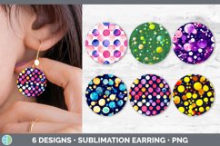 Bundle of six Watercolor Polka Dots round earrings sublimation designs.