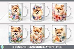 Bundle of six Wild Flowers Pomeranians Mug Wrap designs.