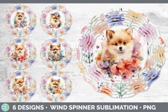 Bundle of six Wild Flowers Pomeranians Wind Spinner designs.