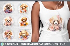 Bundle of six Wild Flowers Poodles Grunge Background designs.