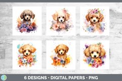 Bundle of six Wild Flowers Poodles Paper Backgrounds designs.