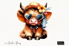 Cute Highland Cow PNG | Summer PNG Product Image 1