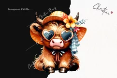 Cute Highland Cow PNG | Summer PNG Product Image 2