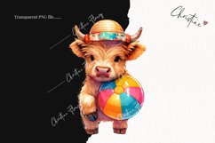 Highland Cow with Beach Ball PNG | Summer PNG Product Image 2