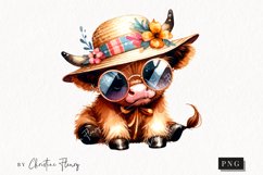 Cute Sunglasses Highland Cow PNG | Summer PNG Product Image 1