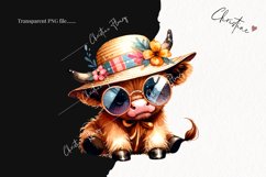 Cute Sunglasses Highland Cow PNG | Summer PNG Product Image 2