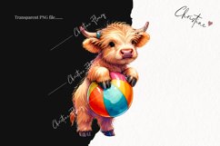 Highland Cow with Beach Ball PNG | Summer PNG Product Image 2