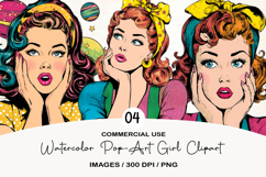 Watercolor Pop-Art Girl Clipart Product Image 1