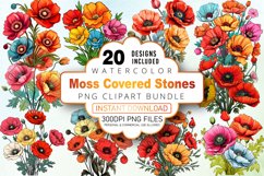 Watercolor Poppies Flowers Clipart Bundle Product Image 1