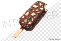 Chocolate popsicle with sliced almonds PNG dessert clipart Product Image 1