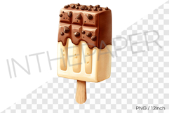 Vanilla ice pop with thick chocolate glaze PNG dessert art Product Image 1