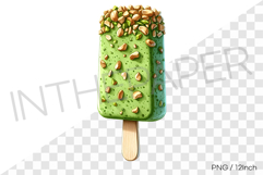 Pistachio nut coated green tea ice pop PNG dessert clipart Product Image 1