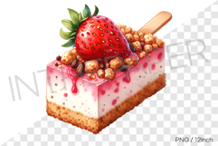 Strawberry cheesecake tart ice pop bar PNG dessert clipart Product Image 1