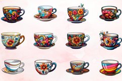 Watercolor Porcelain Cups Clipart Bundle Product Image 2