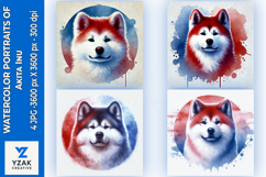 Watercolor Portraits of Akita Inu Product Image 1