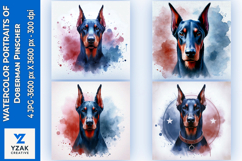 Watercolor Portraits of Doberman Pinscher Product Image 1