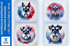 Watercolor Portraits of Miniature Schnauzer Product Image 1