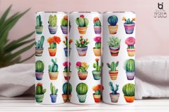 Watercolor Potted Cactus Pattern Sublimation Tumbler Design Product Image 11