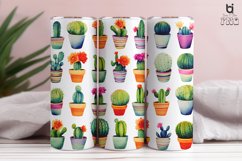 Watercolor Potted Cactus Pattern Sublimation Tumbler Design Product Image 3