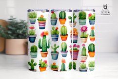 Watercolor Potted Cactus Pattern Sublimation Tumbler Design Product Image 4