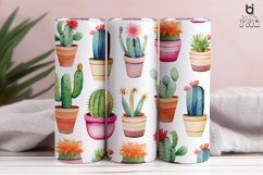 Watercolor Potted Cactus Pattern Sublimation Tumbler Design Product Image 5