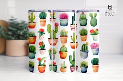 Watercolor Potted Cactus Pattern Sublimation Tumbler Design Product Image 6