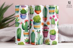 Watercolor Potted Cactus Pattern Sublimation Tumbler Design Product Image 7