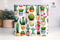 Watercolor Potted Cactus Pattern Sublimation Tumbler Design Product Image 10